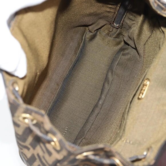 FENDI Zucca Canvas Backpack Black Brown gold Auth 133306 - Picture 10 of 16